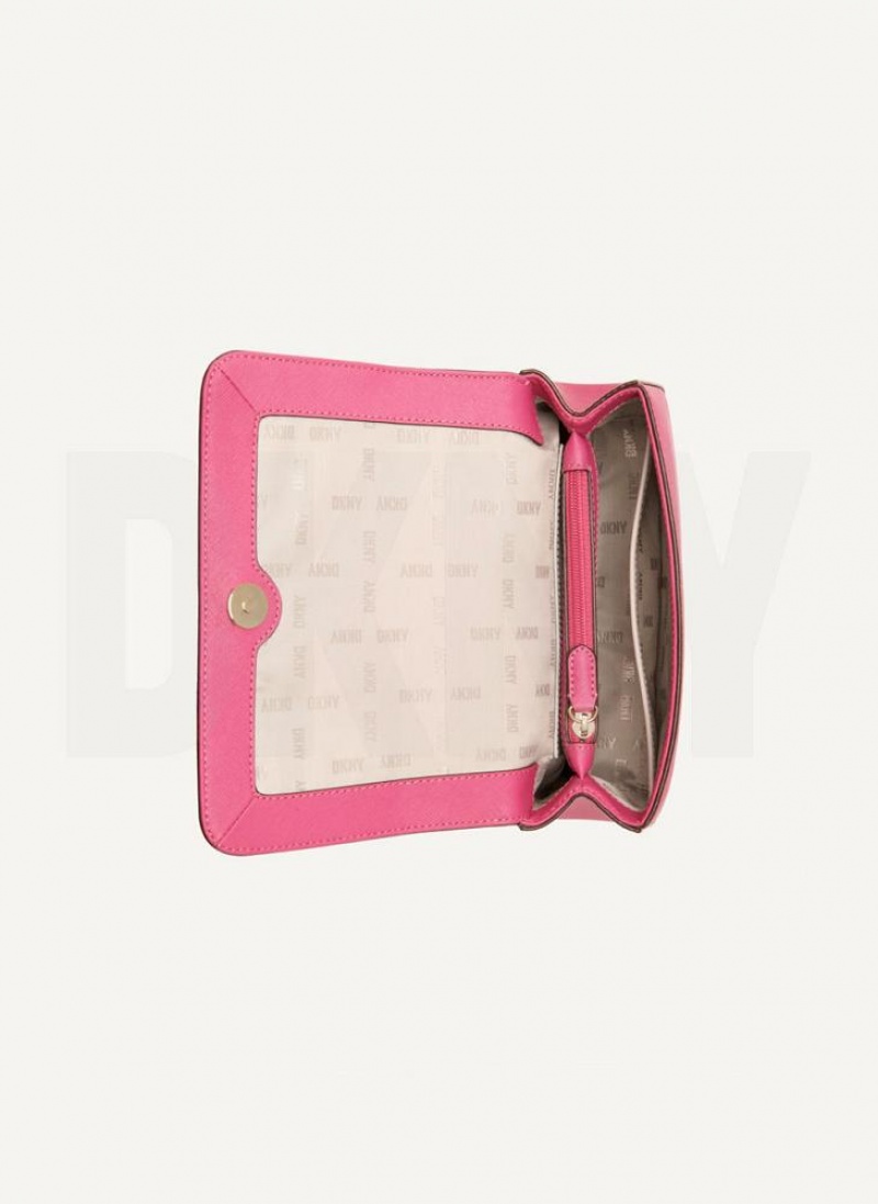 Pink DKNY Sina Flap Bags Shoulder Bags | USA-D1002