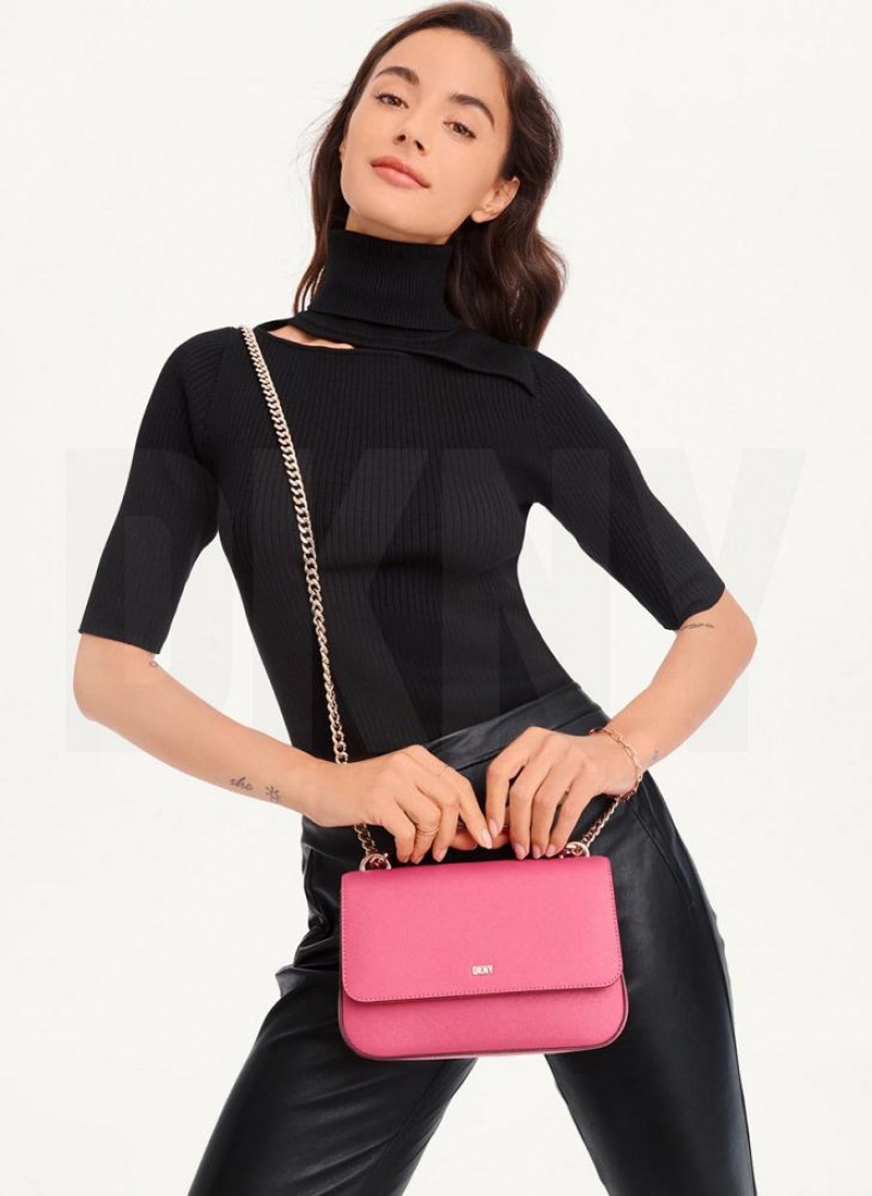 Pink DKNY Sina Flap Bags Shoulder Bags | USA-D1002