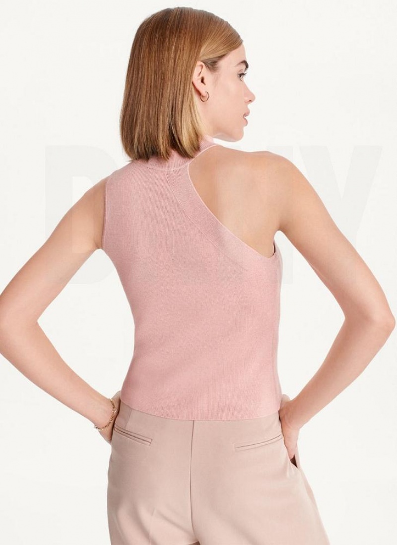 Pink DKNY Sleeveless Mock Neck Women's Sweaters | USA-D0667