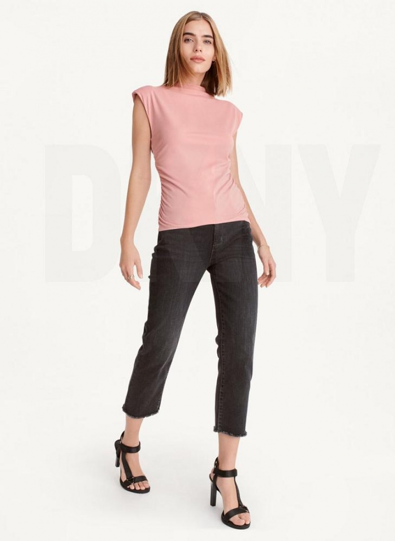 Pink DKNY Sleeveless Side Ruch Women's Tank Tops | USA-D0699