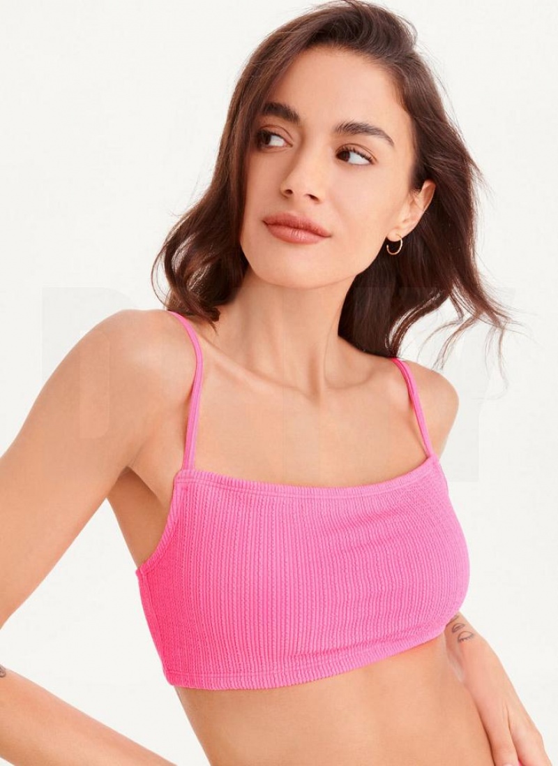 Pink DKNY Straight Neck Women\'s Bikini Top | USA-D1582