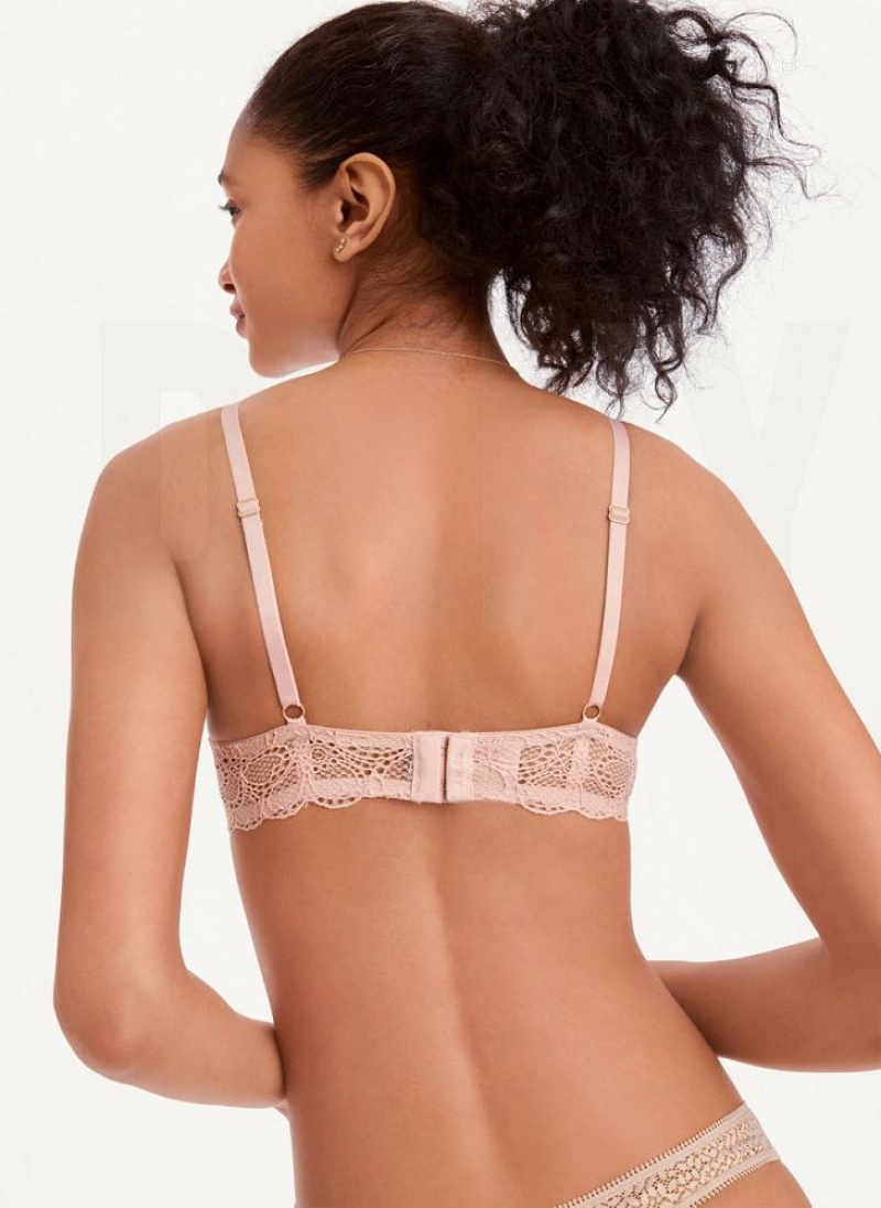 Pink DKNY Superior Lace Balconette Women's Bras | USA-D0155