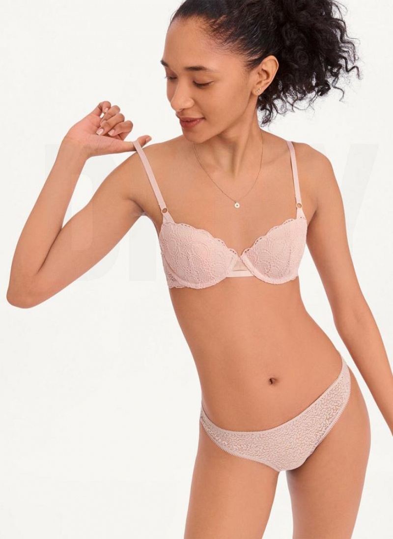 Pink DKNY Superior Lace Balconette Women's Bras | USA-D0155