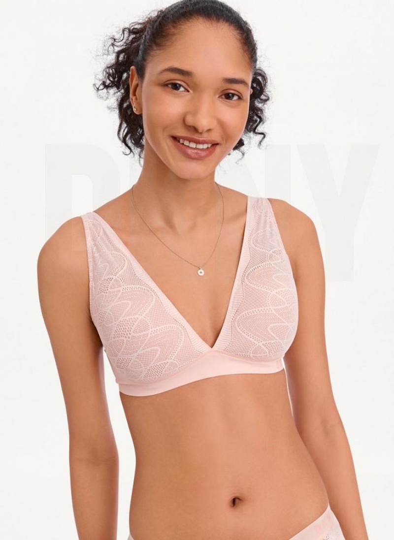 Pink DKNY Table Tops Lace Women\'s Bralette | USA-D1860