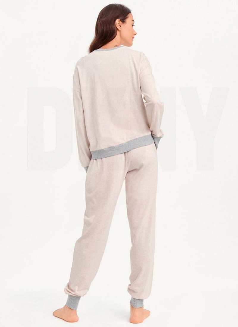 Pink DKNY Top And Jogger Sleep Set Women's Pajamas | USA-D0777