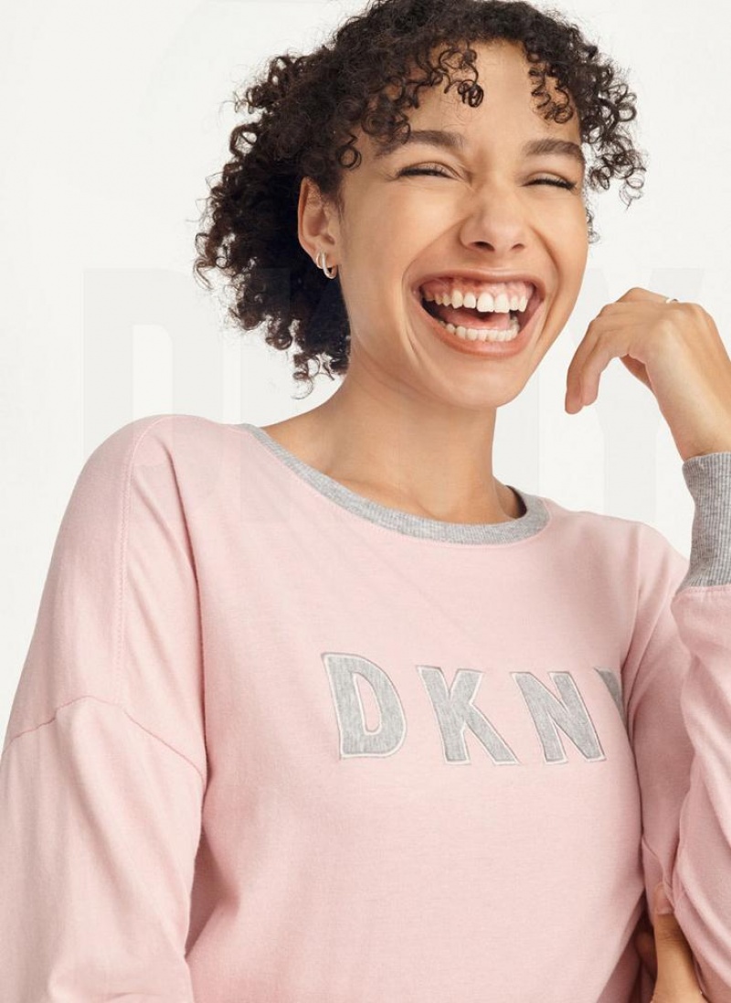 Pink DKNY Top And Jogger Sleep Set Women's Pajamas | USA-D0777