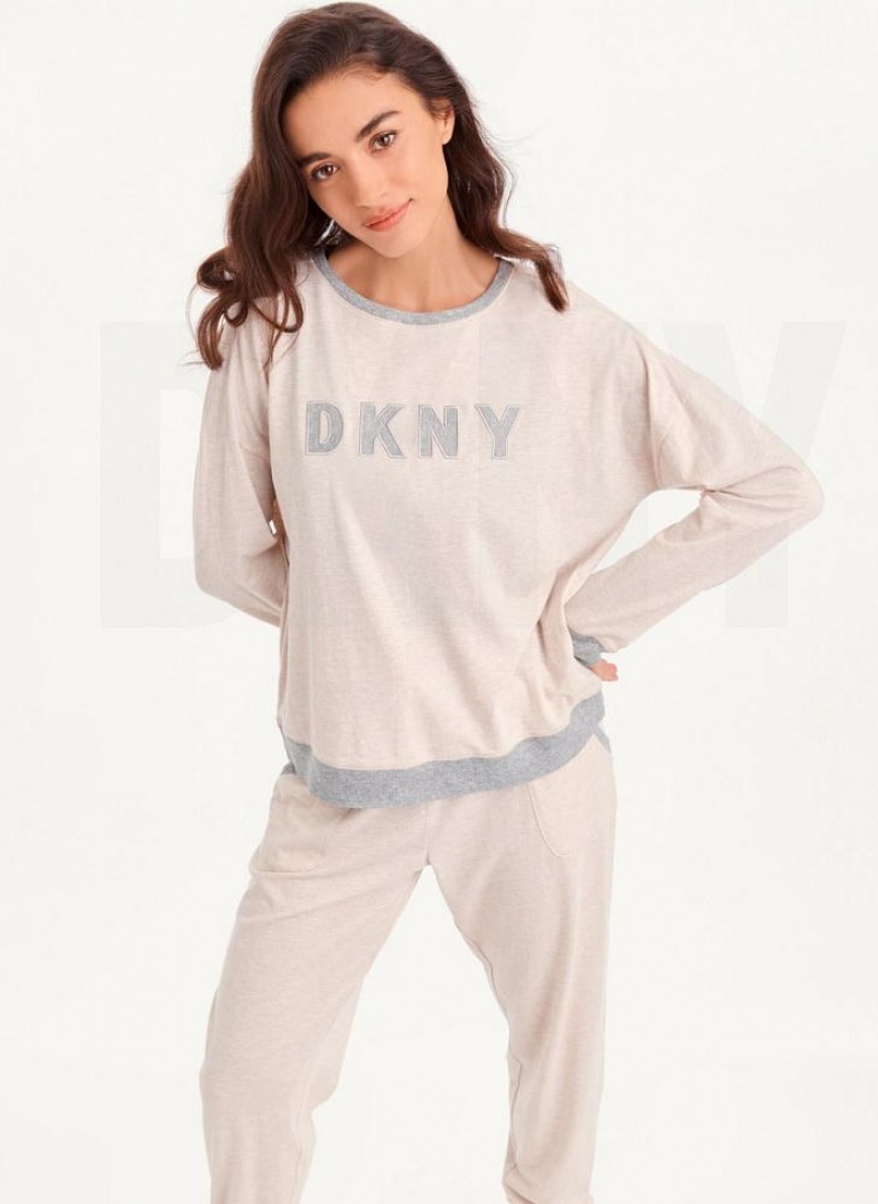 Pink DKNY Top And Jogger Sleep Set Women\'s Pajamas | USA-D0777