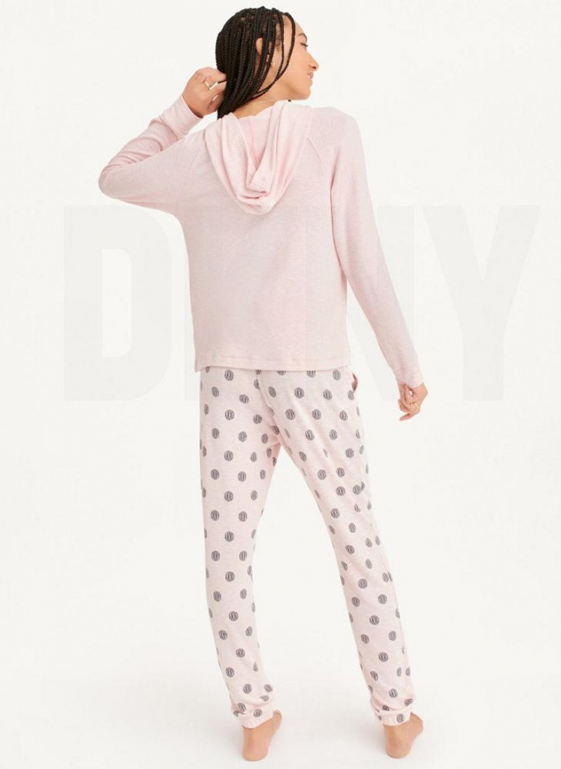 Pink DKNY Top And Jogger Sleep Set Women's Pajamas | USA-D0139