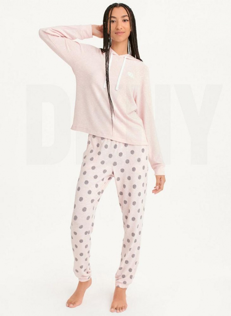 Pink DKNY Top And Jogger Sleep Set Women's Pajamas | USA-D0139
