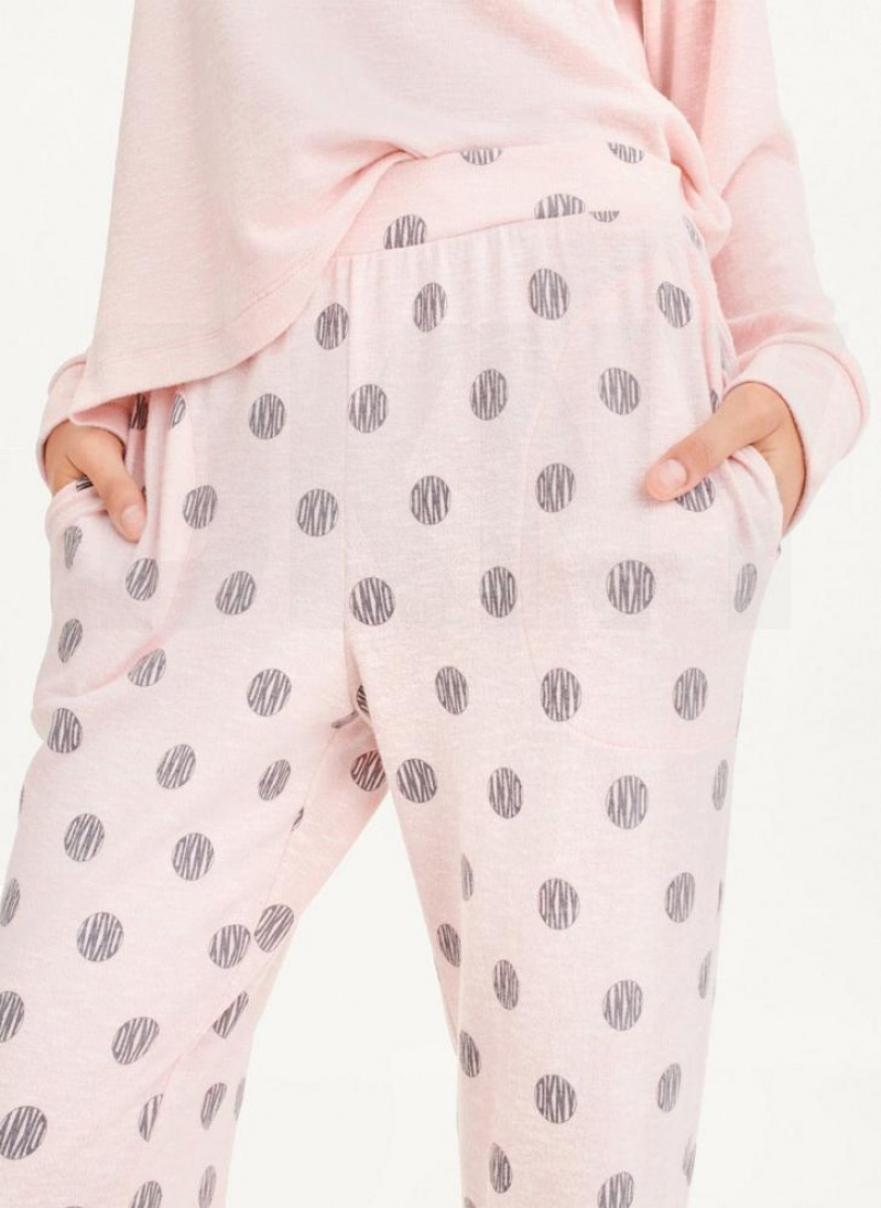 Pink DKNY Top And Jogger Sleep Set Women's Pajamas | USA-D0139