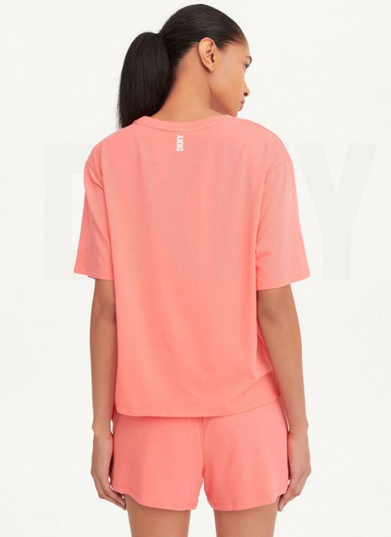 Pink DKNY Top & Boxer Sleep Set Women's Pajamas | USA-D0289