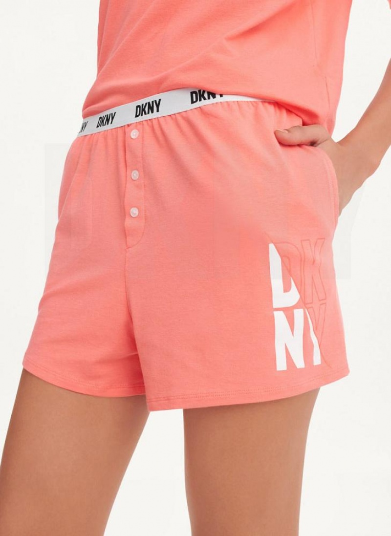 Pink DKNY Top & Boxer Sleep Set Women's Pajamas | USA-D0289