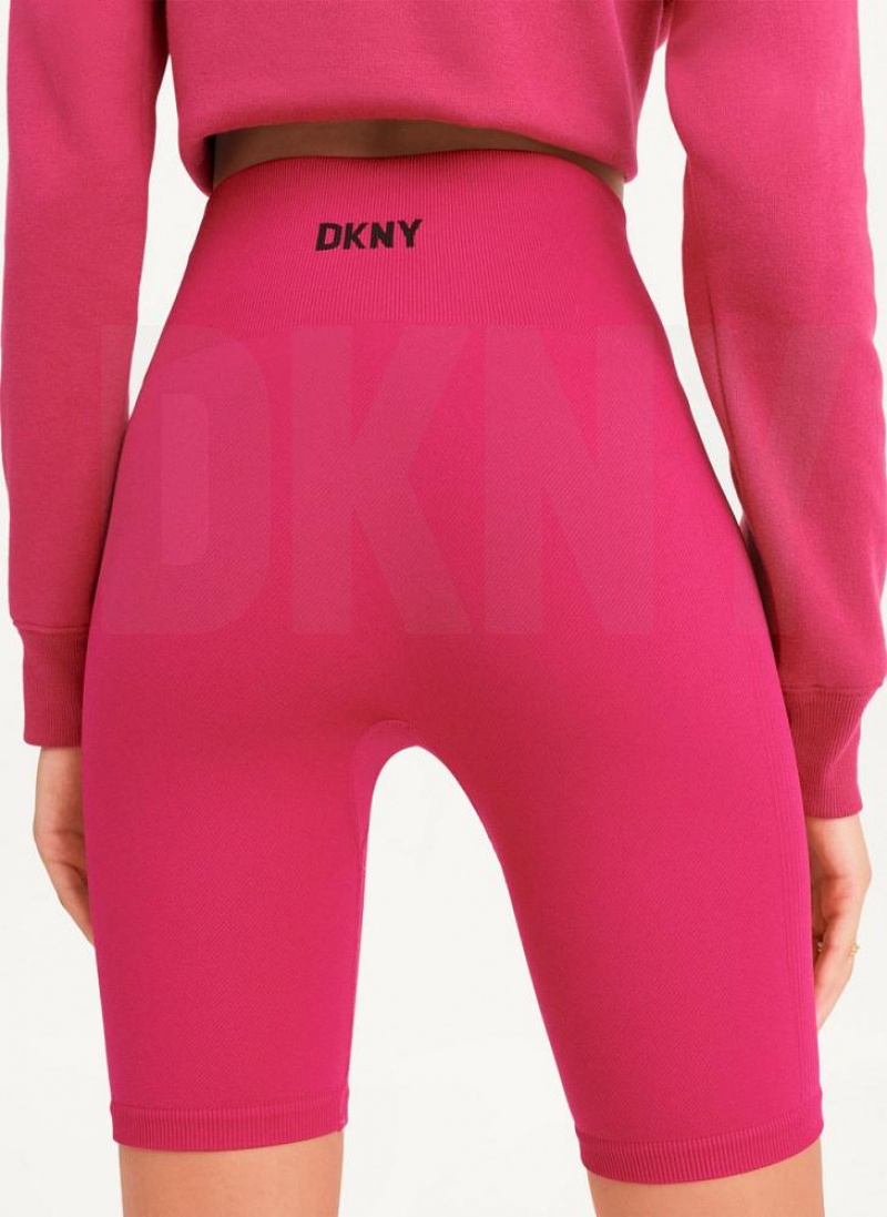 Pink DKNY Twill Seamless Bike Women's Shorts | USA-D0936