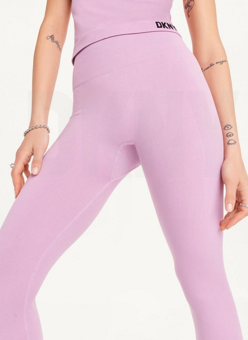 Pink DKNY Twill Seamless Women's Leggings | USA-D0811
