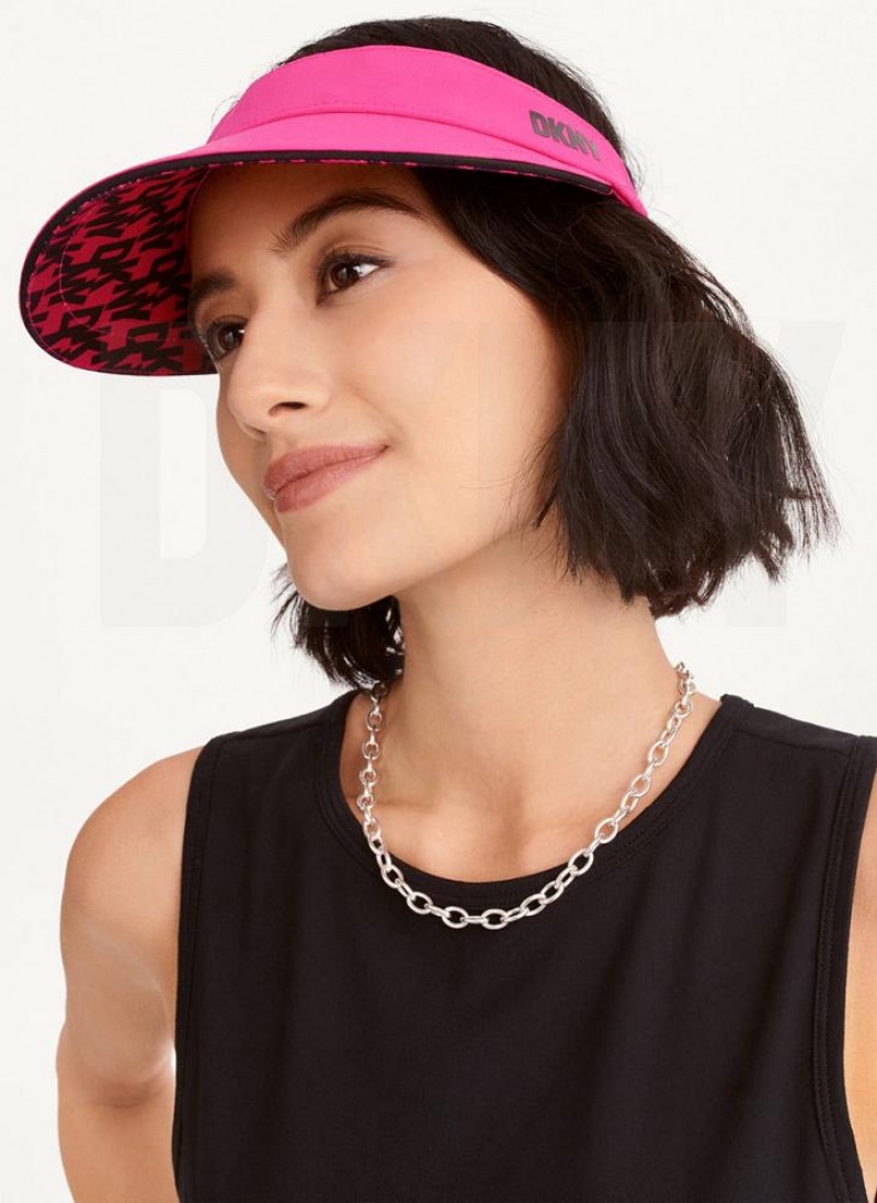 Pink DKNY Underbrim Visor Women's Hats | USA-D0259