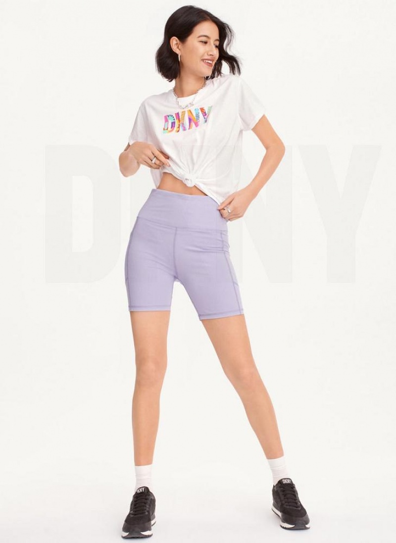 Purple DKNY Balance Compression Bike Women's Shorts | USA-D0281