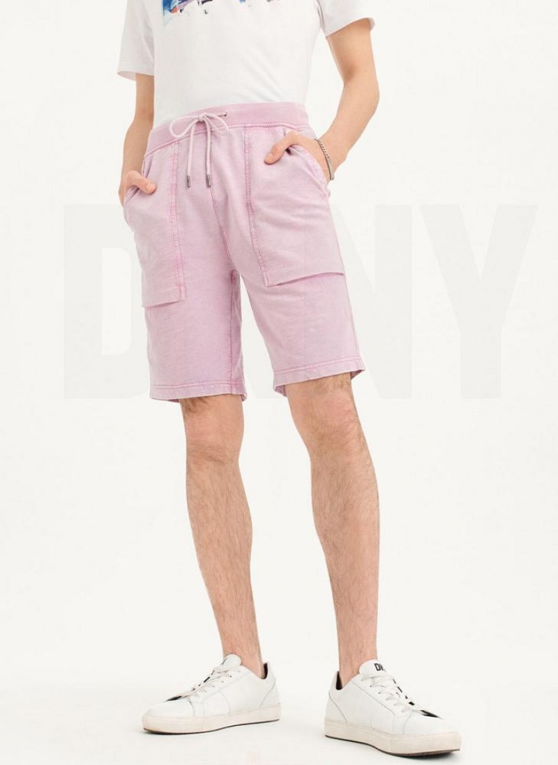 Purple DKNY Beach Slub Men's Shorts | USA-D1159