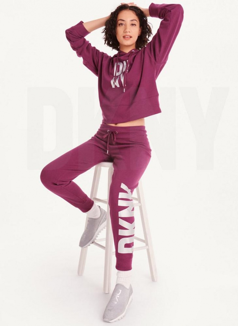 Purple DKNY Exploded Logo Women's Joggers | USA-D0542