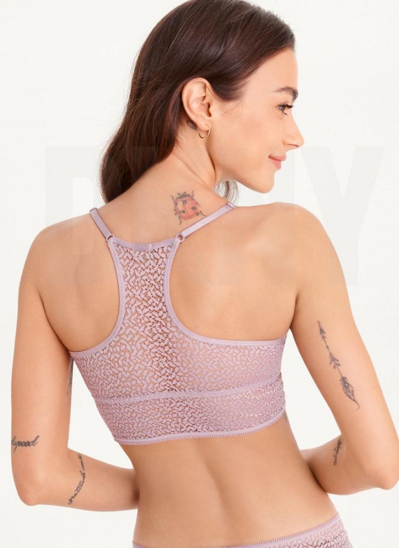 Purple DKNY Modern Lace Longline Racerback Women's Bralette | USA-D1459