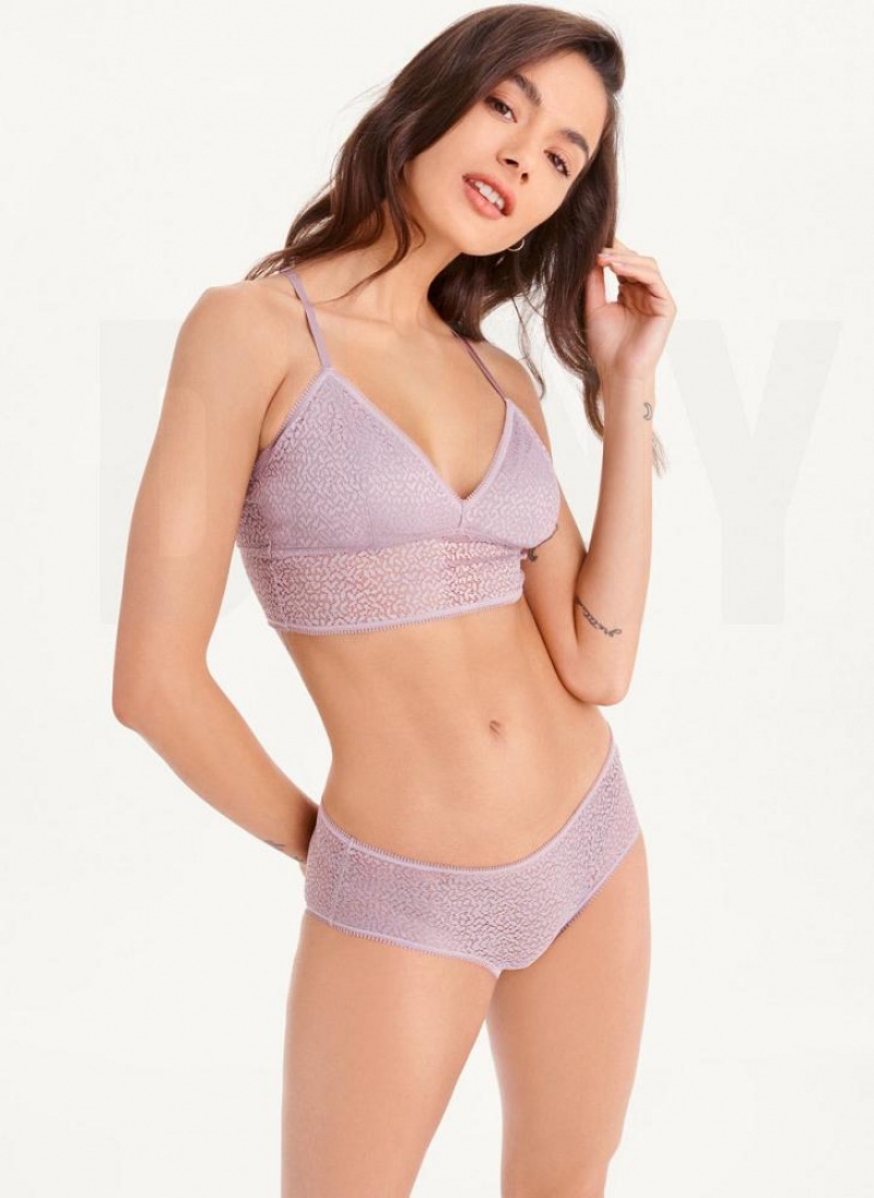 Purple DKNY Modern Lace Longline Racerback Women's Bralette | USA-D1459