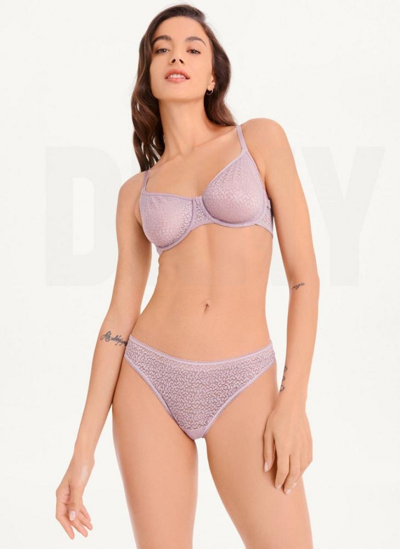 Purple DKNY Modern Lace Women's Thong | USA-D0466
