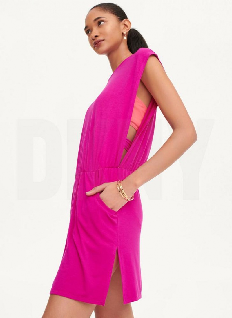 Purple DKNY Open Side Tunic Women's Swimsuits | USA-D1213