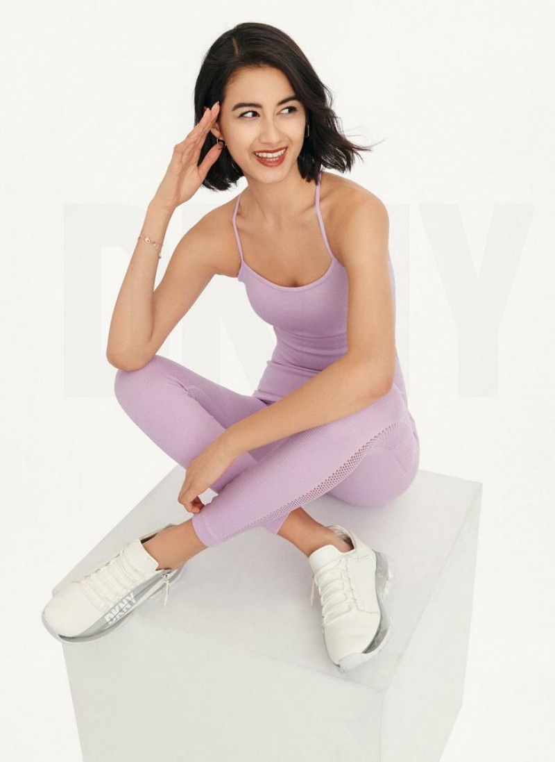 Purple DKNY Rib Knit High Waisted Seamless Women's Leggings | USA-D1619