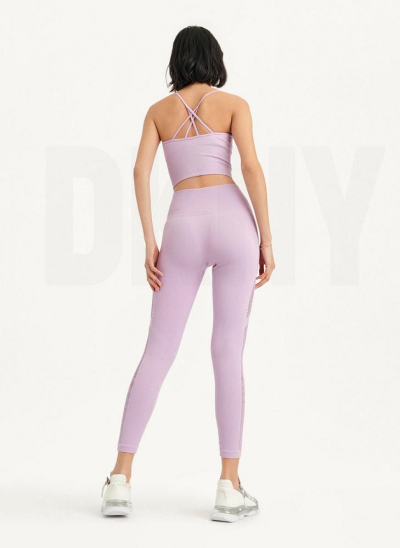 Purple DKNY Rib Knit High Waisted Seamless Women's Leggings | USA-D1619