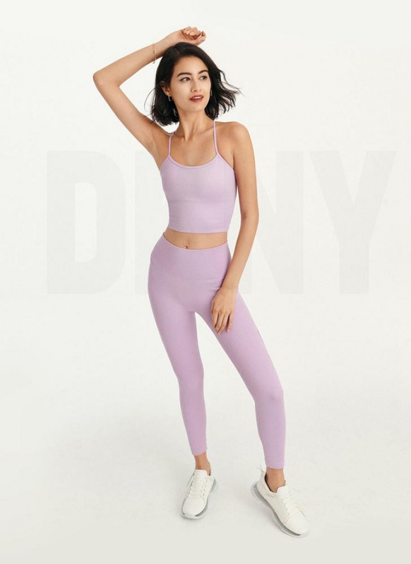 Purple DKNY Rib Knit Seamless Crop Women's Tank Tops | USA-D0348