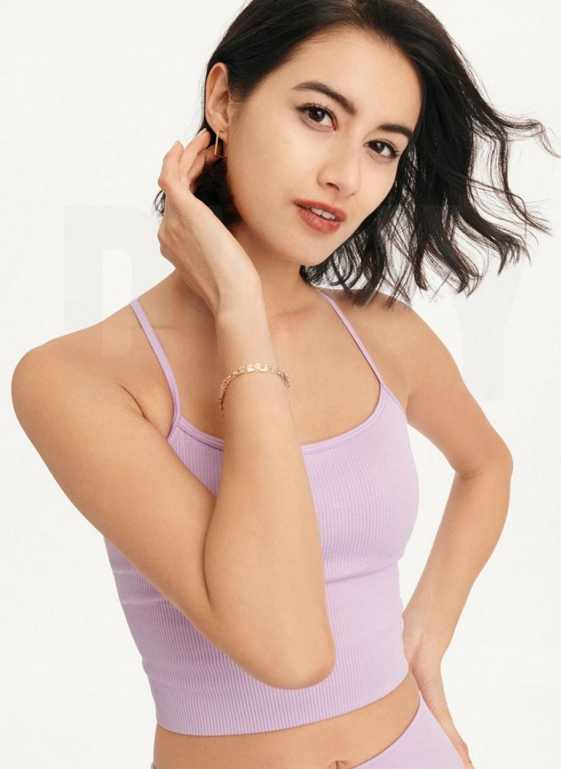 Purple DKNY Rib Knit Seamless Crop Women's Tank Tops | USA-D0348