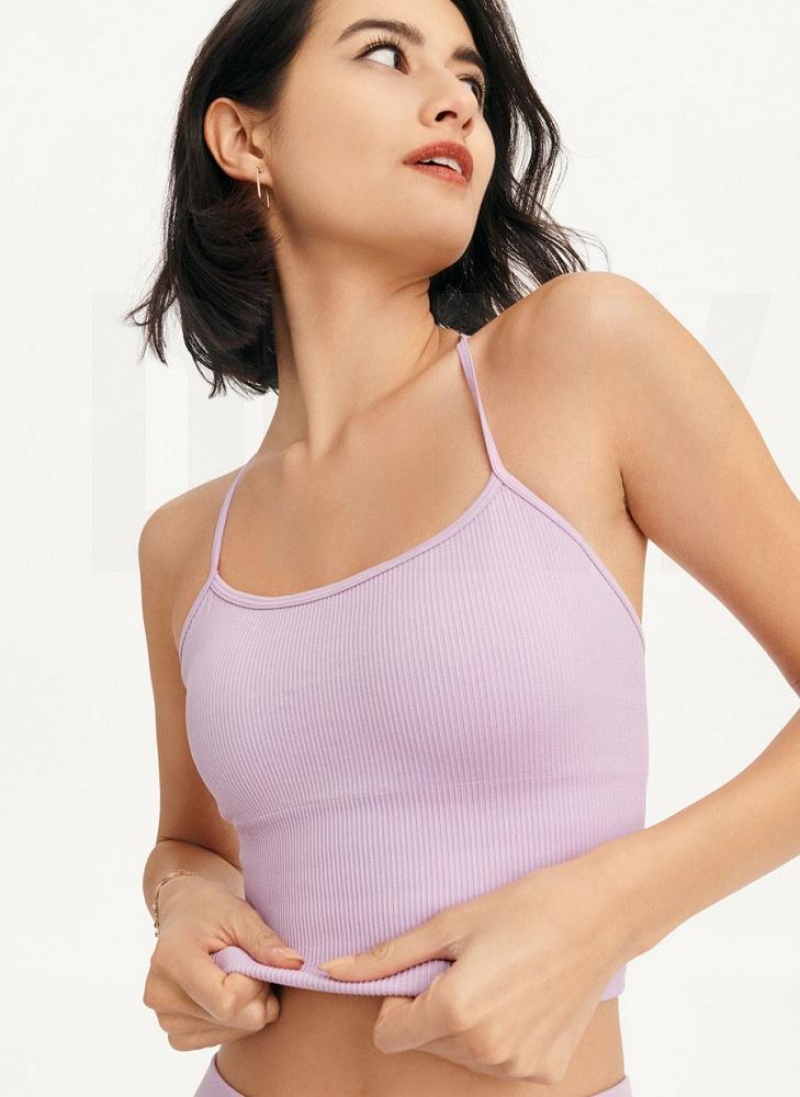 Purple DKNY Rib Knit Seamless Crop Women\'s Tank Tops | USA-D0348