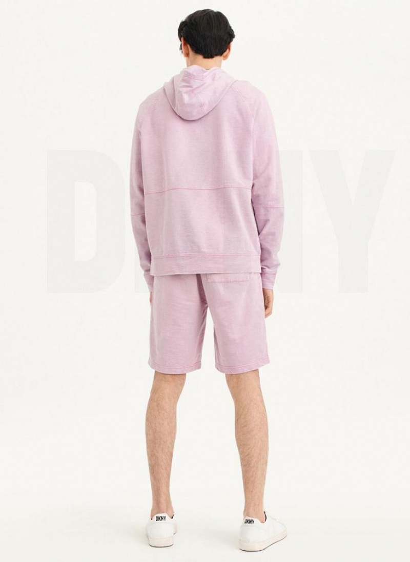 Purple DKNY Slub Beach French Terry Men's Hoodies | USA-D1701