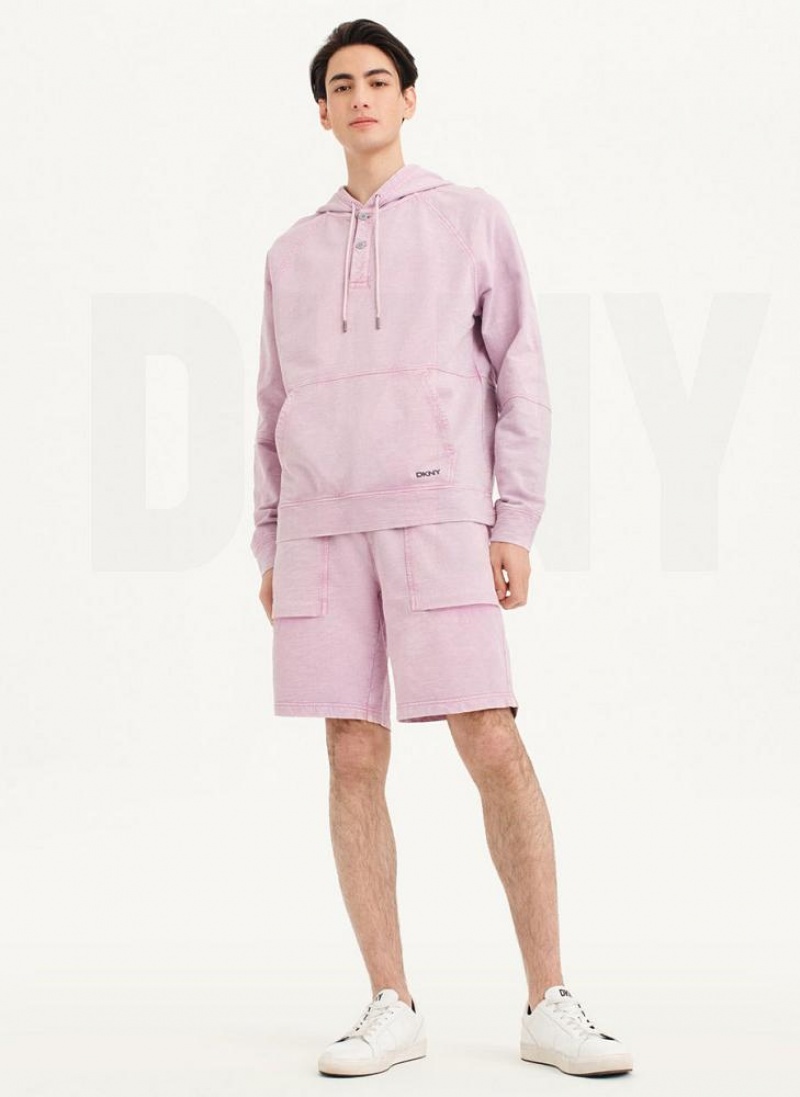 Purple DKNY Slub Beach French Terry Men's Hoodies | USA-D1701