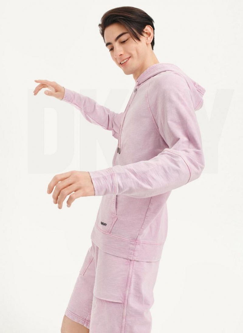 Purple DKNY Slub Beach French Terry Men's Hoodies | USA-D1701