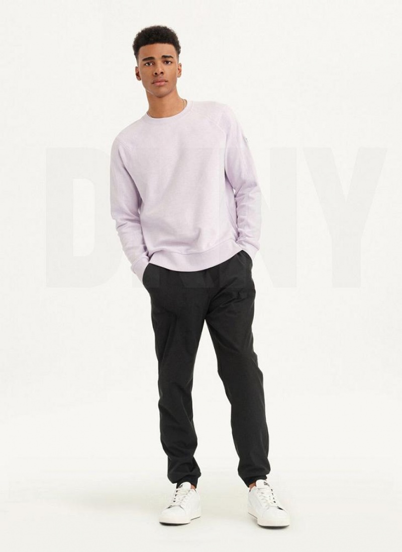 Purple DKNY Slub French Terry Crewneck Men's Sweatshirts | USA-D0244