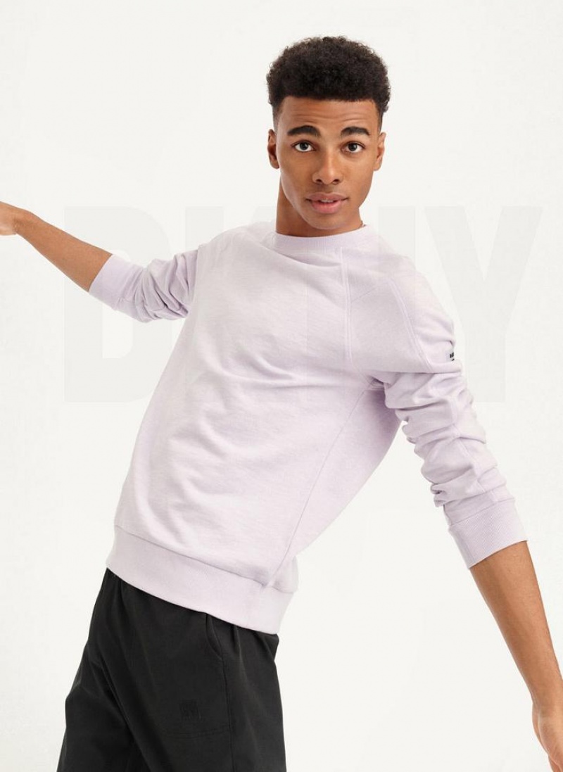 Purple DKNY Slub French Terry Crewneck Men's Sweatshirts | USA-D0244