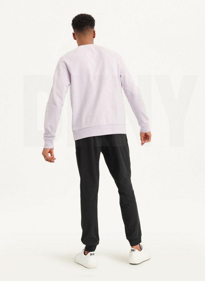 Purple DKNY Slub French Terry Crewneck Men's Sweatshirts | USA-D0244