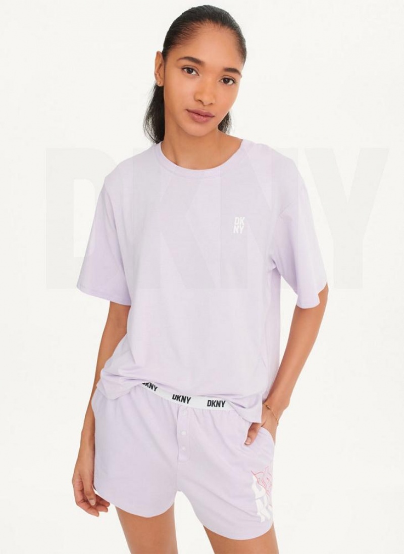 Purple DKNY Top & Boxer Sleep Set Women\'s Pajamas | USA-D1375