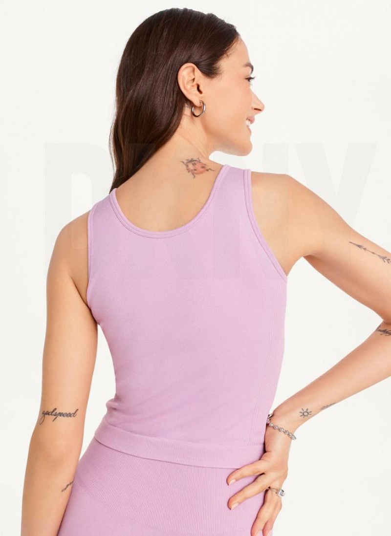 Purple DKNY Twill Seamless Scoop Neck Women's Tank Tops | USA-D1875