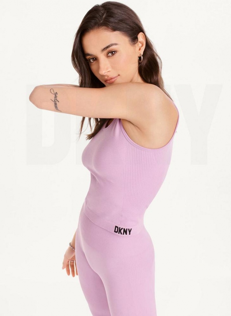 Purple DKNY Twill Seamless Scoop Neck Women's Tank Tops | USA-D1875