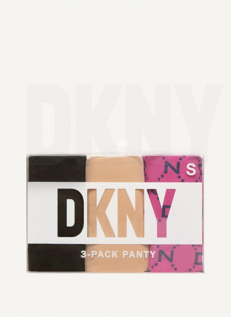 Purple Multicolor DKNY 3 Pack Hipster Women's Panties | USA-D1684