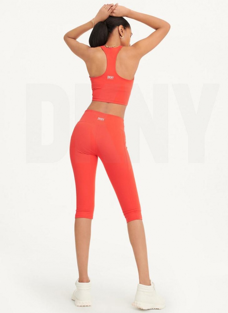 Red DKNY Balance Compression Pedal Pusher Women's Leggings | USA-D1956