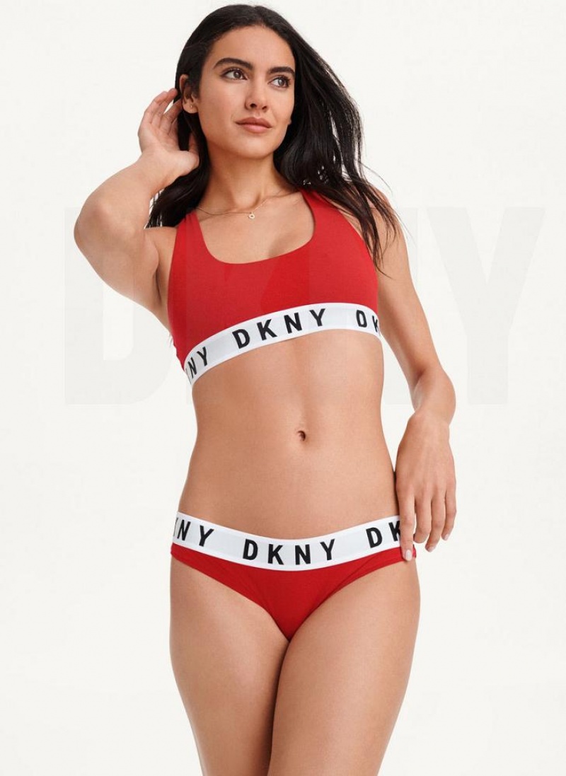 Red DKNY Cozy Boyfriend Bikini Women's Panties | USA-D1315