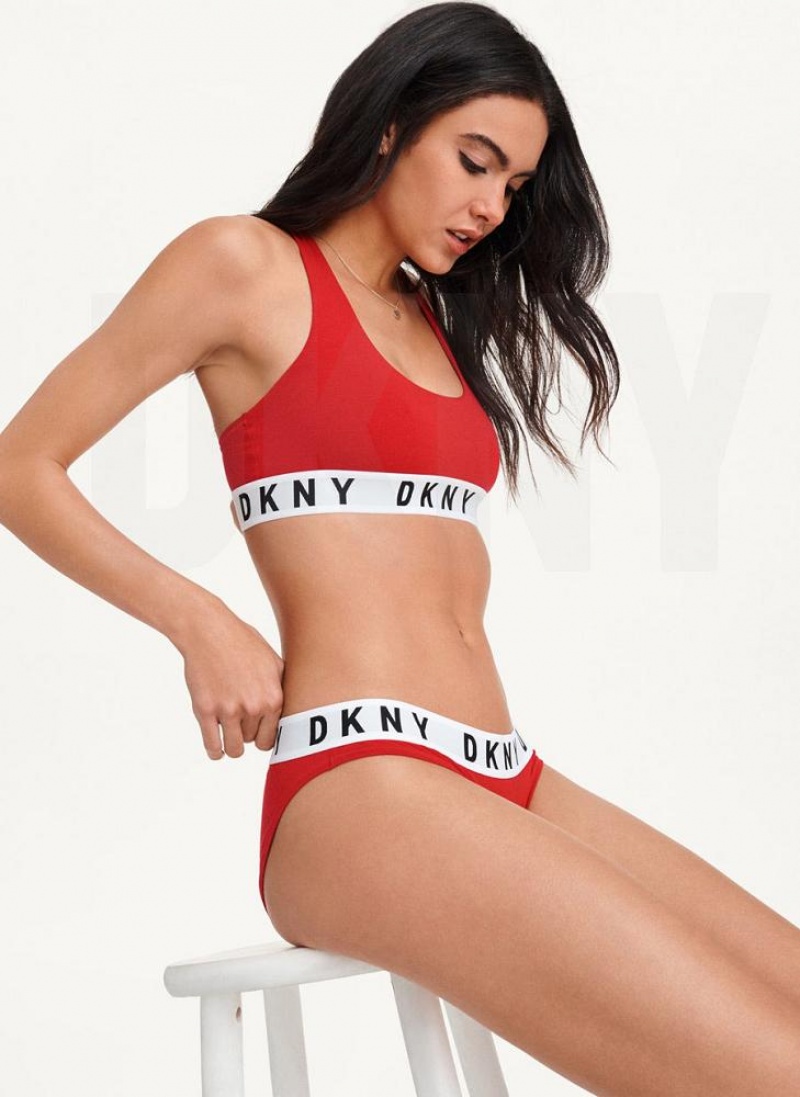 Red DKNY Cozy Boyfriend Bikini Women's Panties | USA-D1315
