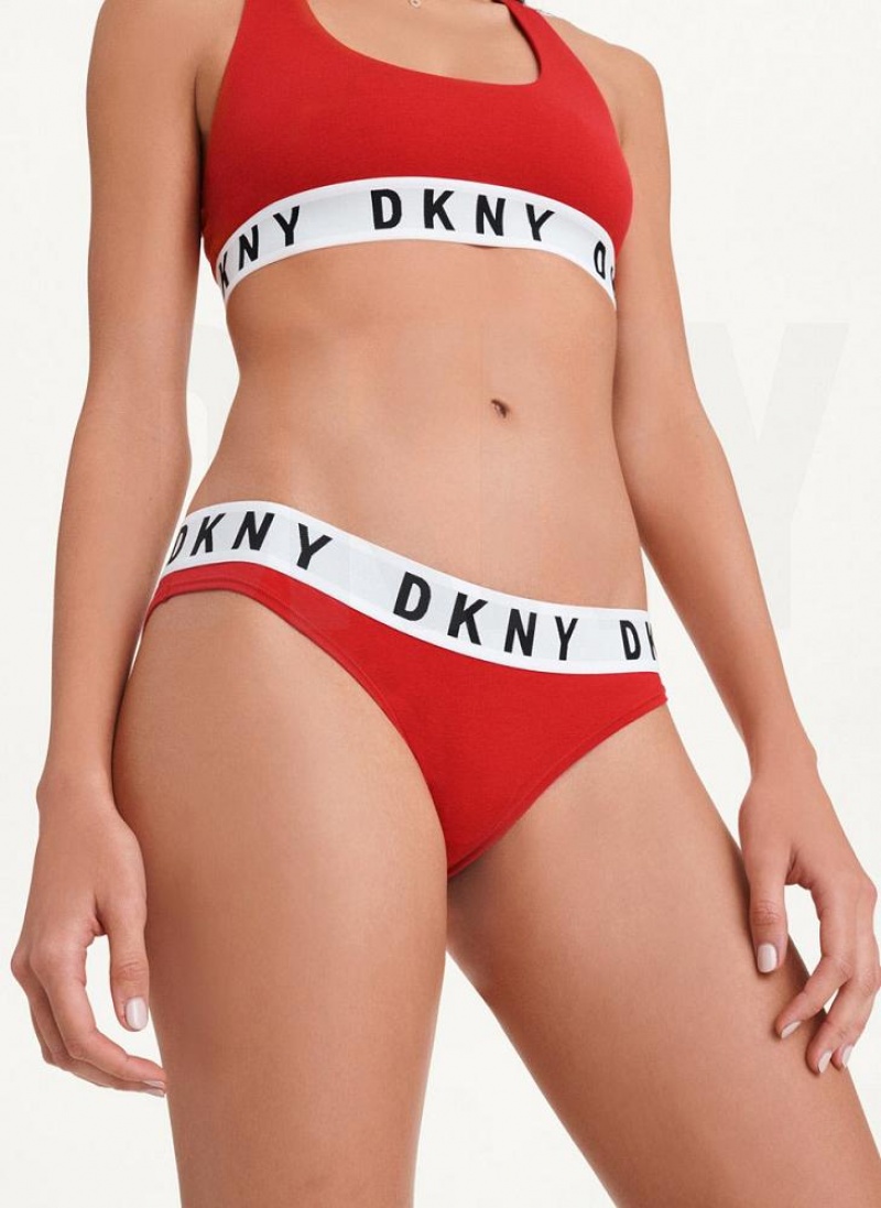 Red DKNY Cozy Boyfriend Bikini Women's Panties | USA-D1315