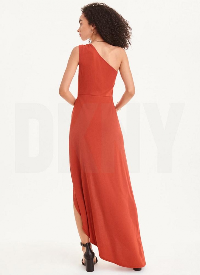 Red DKNY Crisp Knit Women's Dresses | USA-D1519
