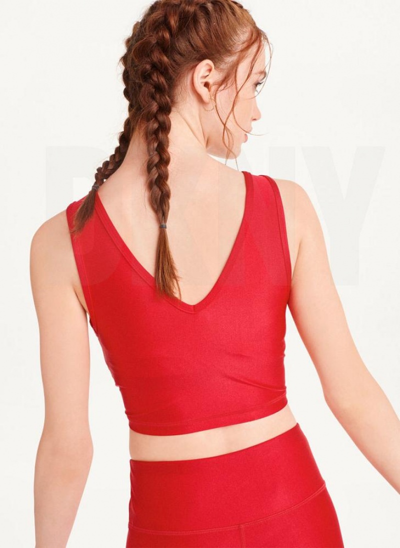 Red DKNY Cropped Women's Tank Tops | USA-D0956