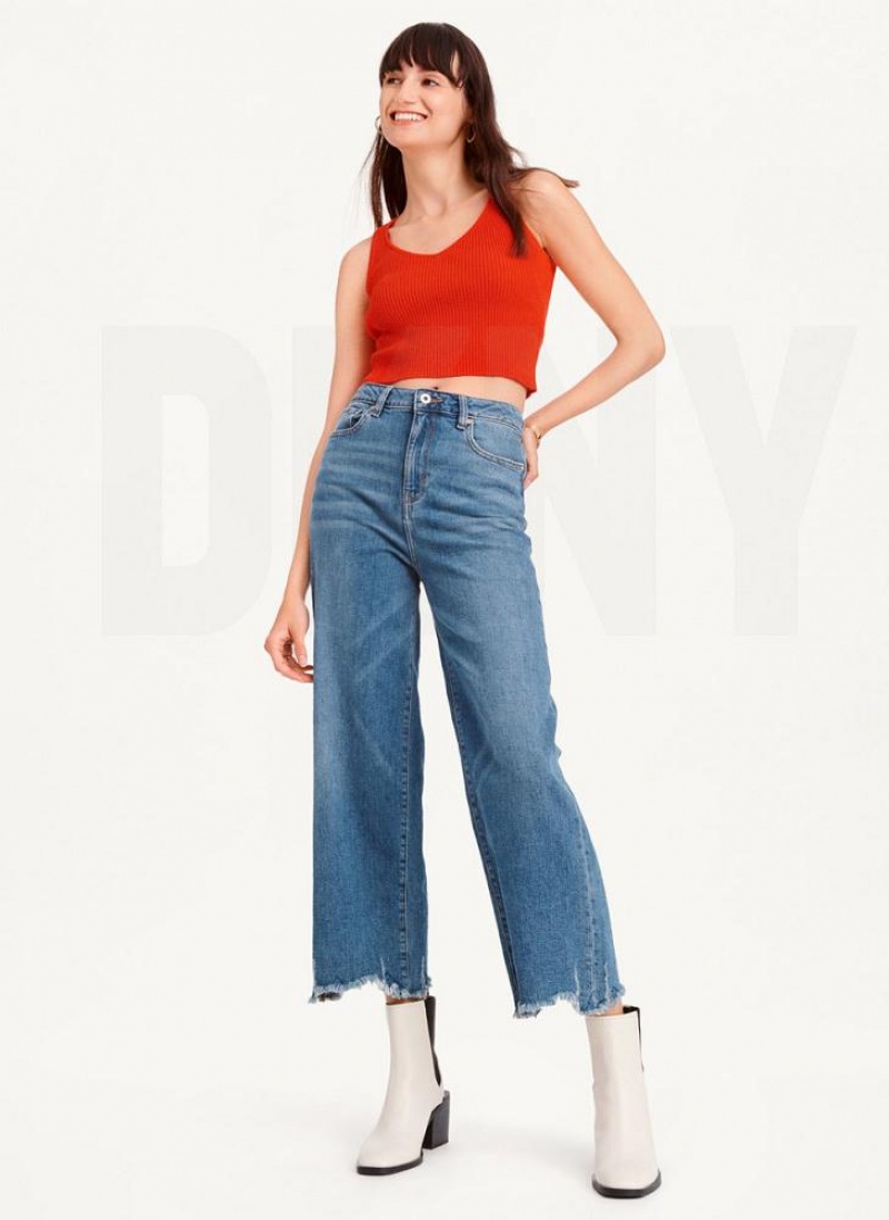 Red DKNY Cropped Women's Tank Tops | USA-D1541