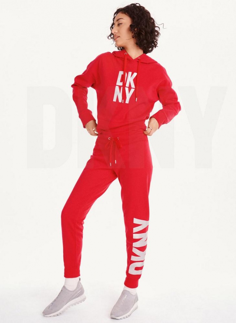 Red DKNY Exploded Logo Women's Joggers | USA-D1326