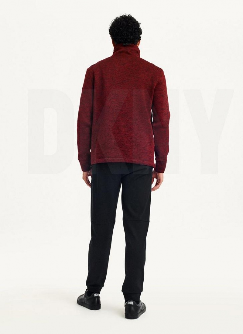 Red DKNY Funnel Neck Pullover Men's Sweatshirts | USA-D1898